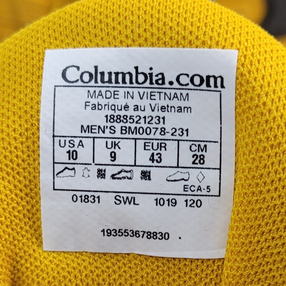 Columbia Mens Pivot Mid Waterproof Hiking Shoe Dark Grey Yellow Size 10 - Picture 11 of 11